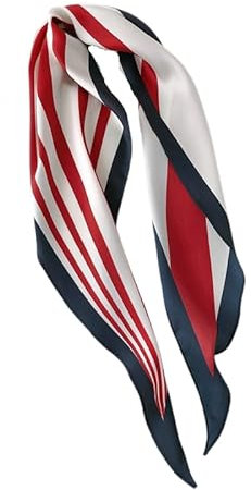 GIMIRO Satin Schal 120cm x 36cm Rhombus Bunte Schals Floral Band Mode Zubehör für Hüte, Blazer, Blusen, Kleider, Röcke, Taillenbänder, Krawatten (Claret/White/Navy Stripes)