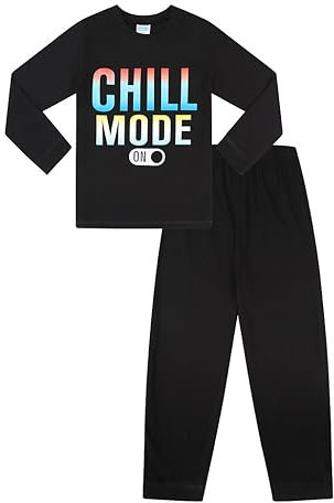 ThePyjamaFactory Brand Boys Chill Mode Gaming Cotton Long Pyjamas (14-15 Years) Black