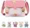douyif Mädchen Umhängetasche Canvas Umhängetasche Mit 9Pcs Brosche Verstellbare Schultertasche Crossbody Tasche Mädchen Süße Messenger Taschen für Kinder Reisen Camping 20X20X5cm (Rosa)