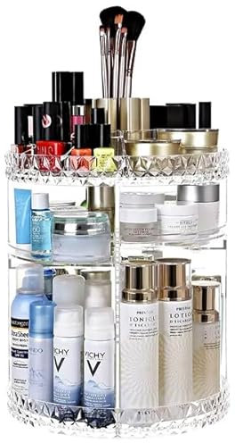 Generico Organizer Porta Trucchi Cosmetici Girevole Ruotabile 360°, Bagno Doccia Shampoo Creme Bellezza, Crea Ordine Ruota Organizza, Utile Porta Gioie Cassetto Armadio Camera