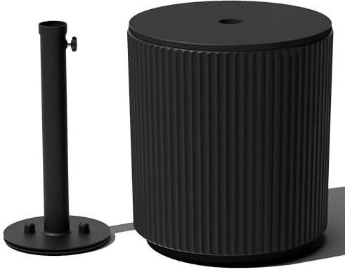 Veradek Table d'appoint parasol – Table de patio d'extérieur avec trou de parasol pour porche/terrasse, matériau en béton plastique durable et assemblage facile – Table moderne, pour pique-nique,
