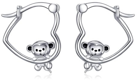 ROMANTICWORK Affe Ohrringe Sterling Silber 925 Affe Creolen Huggie Ohrringe Süßer Affen Schmuck Geschenke für Damen Mädchen