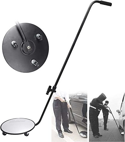 12-Zoll-Unterboden-Inspektionsspiegel, tragbarer Unterboden-Suchspiegel, 90–140 cm einziehbare Stange mit Rädern und LED-Licht