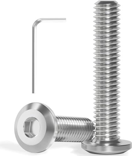 Lot de 20 vis à tête plate M6 x 40, en acier inoxydable A2 V2A, à six pans creux, filetage complet, avec clé à six pans creux