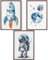 MJ-Graphics® Poster Set Kinder Astronaut, Tierbilder Babyzimmer Deko, 3xA4 Bilder Kinderzimmer, Weltraum Rakete Planet Junge Ohne Rahmen