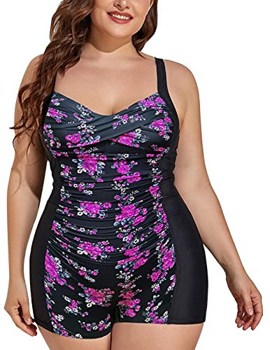 Dinglong Maillot 1 pièce Ventre Plat Maillot de Bain Femme Maillot de Bain été Vintage imprimé Grande Taille pour Femme Hot Spring Resort Maillot 1 pièce Ventre Plat Maillot de Bain (Hot Pink, XXXXL)