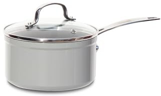 Nuwave Casserole en céramique Duralon bleu sain 1,4 L, sans PFAS, lavable au lave-vaisselle et au four et compatible avec l’induction, résistante aux rayures infusée de diamant, poignées Stay Cool