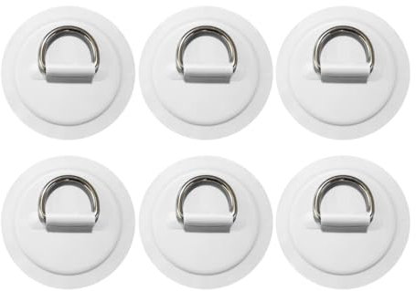MiOYOOW D-Ring-Patch, 6 Stück Edelstahl-D-Ring Flicken für Kajaks Paddleboard Zubehör für Schlauchboote Floß Gummiboote Kanus Sup-Deck Surfbretter (kein Klebstoff Enthalten)