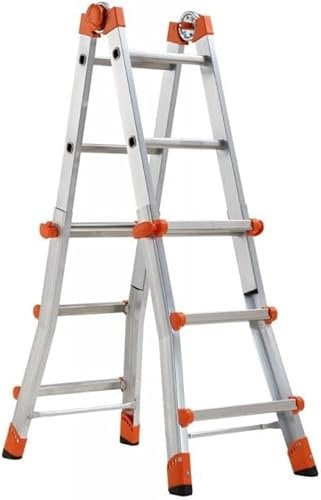 eacommerce - Scala Telescopica Multifunzione in Alluminio Professionale | Leggera e Robusta | Altezza Regolabile | Made in Italy | Certificata EN131-4 (3+3 Gradini)