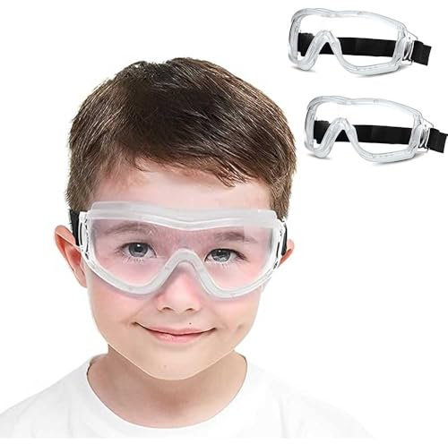 MOVNUOCA Schutzbrille Kinder für Nerf Spielen Stoßfest Gläser Beschlagfrei Verstellbarer Riemen Passform für 5-12 Jahre (White*2P) (1, Weiß+Weiß)