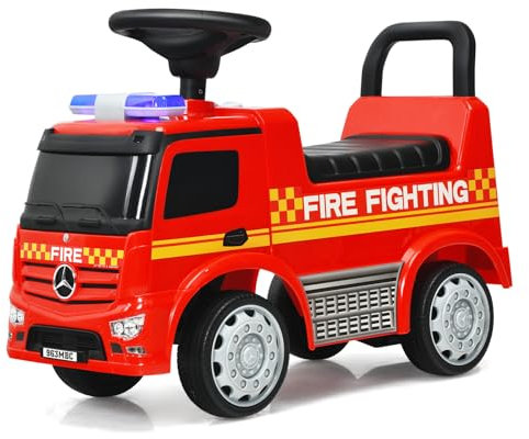 SOARS Mercedes-Benz Rutschauto, Feuerwehrauto mit Warnleuchte, Hupe & Musik, Rutschfahrzeug mit verstecktem Stauraum, Kinderfahrzeug bis 25 kg belastbar, für Kinder ab 1 Jahr