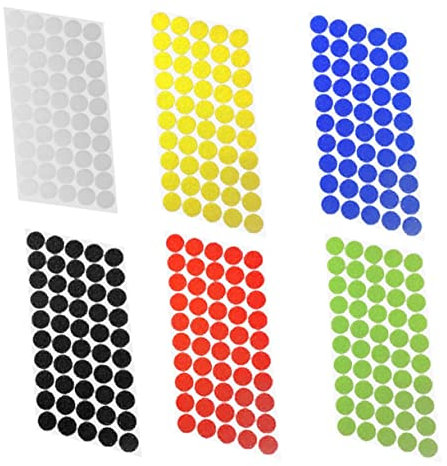 Anneome 300Paare Selbstklebende Klettpunkte Runde Klebepunkte Assorted Farben Rot Blau Gelb Schwarz Weiß Grün Haftstarke Klettband Dots für Bastelprojekte und Organisation