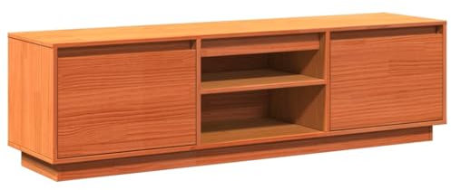 Meuble TV en bois massif de pin marron cire 140 x 35 x 40 cm, wenjingqi-847131