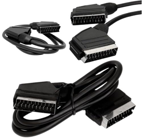 Citystores® Cable euroconector macho a macho de 3 m, conexión AV negra para televisores, reproductores de DVD y consolas retro