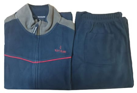 Moda Egidio Navigare Tuta-Pigiama in Pile Polar Fleece con Zip per Uomo (IT, Numero, 52, Regular, Regular, Navy)