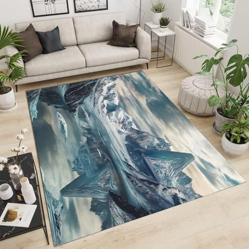 Mountain Lake 3D-Teppich, groß, waschbar, für Fußmatten, Veranda, Büro, weich und leicht zu reinigen, 90 x 150 cm