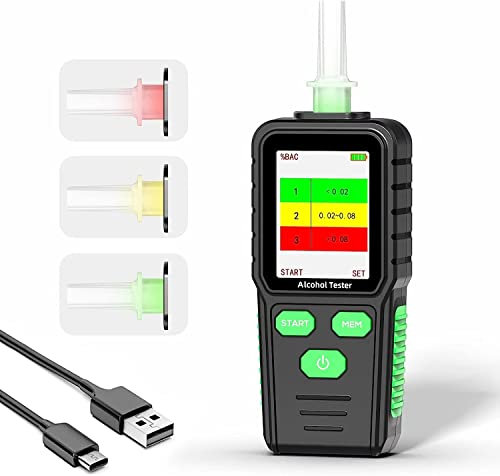 RDINSCOS Tragbarer Alkoholtester, professionell, wiederaufladbar, tragbar, mit Farbdisplay, hochpräzise, professionell und persönlich, perfekt für den Gebrauch zu Hause und Partys