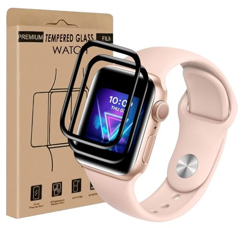 VSEER 2 Stück Schutzfolie für Panzerglas für Apple Watch Series 4/5/6/SE 40mm, Ultra HD Klar Anti-Kratzer 3D Volle Abdeckung Hohe Empfindlichkeit Schutzglas, Anti-Bläschen iWatch 6 40mm Glasfolie