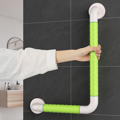 KULACO Asideros para personas mayores, Green Asidero para ducha de acero inoxidable, 30 x 45 cm, mango de seguridad en forma de L, montaje en pared, barras de agarre para inodoro, baño