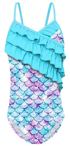 Générique Maillot de Bain à Volants 1 Piece Sirene pour Enfant Filles Taille 5-12 Ans