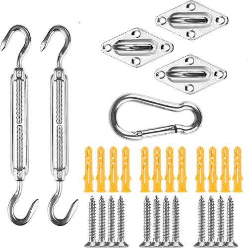 M5 Kit de Fixation Voile d'ombrage, Kit de Fixation pour Voile d'Ombrage 304 Inoxydable,Fixations d'Ombrage de Voile pour Triangle et Carré (M5-3x2x1)