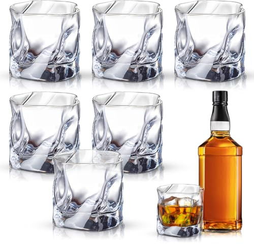 Ruioomeep Set di 6 Bicchieri da Whisky da 200 ml, Cristallo Irregolare, Per Casa, Ristoranti, Feste, Idea Regalo di Compleanno, Lavabili in Lavastoviglie