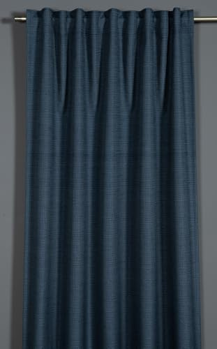 Sehlbach Fertiggardine mit Gardinenband, Blackout Struktur, Blau, 140 x 245 cm Gardinen, Energiesparend Im Winter, Wärmeabweisend Im Sommer, Schallabsorbierend, Öko-Tex Zertifiziert