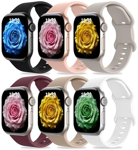 Coiwxmoi 6 Pezzi Cinturino Compatibile con Cinturini Apple Watch 40mm 41mm 38mm 42mm 44mm 45mm 46mm 49mm Donna Uomo, Sportivo Silicone Morbido per iWatch Se Ultra Series 11 10 9 8 7 6 5 4 3 2 1