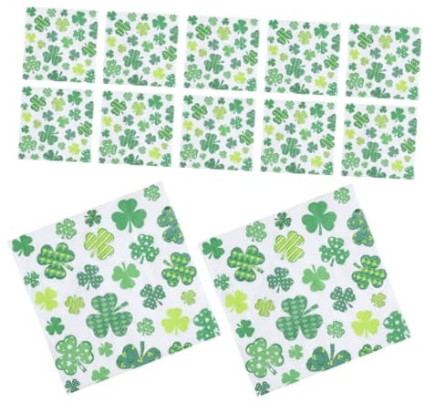 BATHVEVE 20 Stück Patrick's Day Servietten mit Kleeblatt Motiven Table Napkins für Hochzeiten Dinner Partys und Feierlichkeiten Vielseitig Einsetzbar Grün