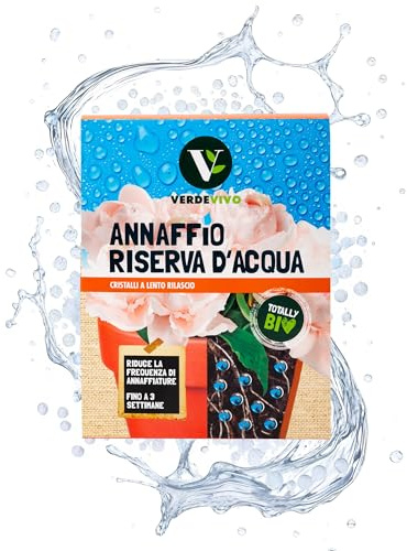 VerdeVivo Annaffio Wasserreservoir – 100 g. Wasserreservoir für Pflanzen mit superabsorbierenden Kristallen mit langsamer Freisetzung. Reduziert die Häufigkeit des Gießens. Ungiftig und bio abbaubar.