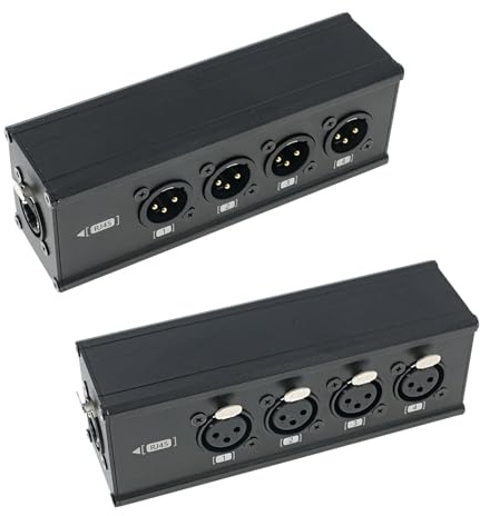 Ysislybin XLR4 Kabel Breakout, 2 Stück 3-Poliger DMX Splitter mit 4 Kanäle XLR-Stecker und Buchse Kompatibel mit RJ45 und CAT5 CAT5e CAT6 CAT6a CAT7 und Andere Internationale Allgemeine Netzwerkkabel