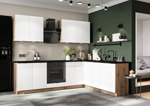 Generisch Küchenset Gianna Küchenzeile Küchenmöbel 260 × 200 cm – L-Form Artisan/Weiß