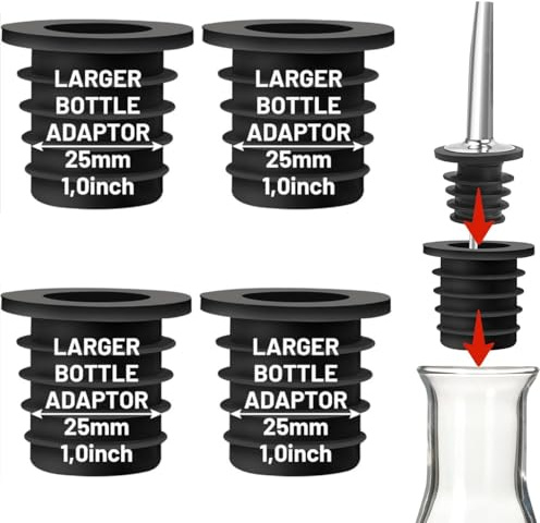 Heanvmyss 4er Pack Flaschenausgießer Adapter,konvertiert Flaschen ,Schnapsausgießer-Adapter,für Alkohol, Olivenöl Bis zu Einem Hals Von 1 Zoll / 25mm