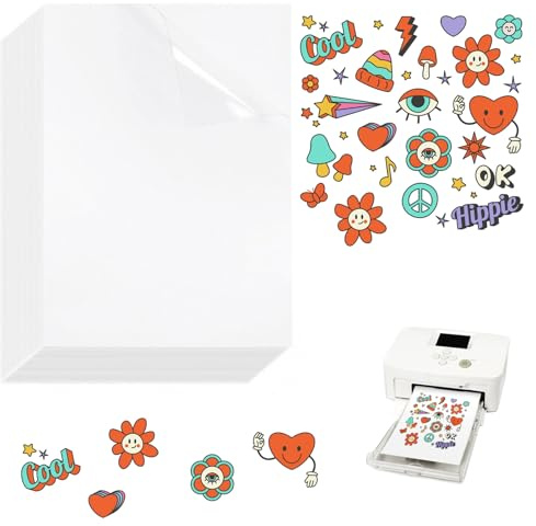 30 Blatt A4 Bedruckbare Klebefolie Transparent, Sticker Papier zum Bedrucken, Selbstklebende Folie, Aufkleber Papier zum Drucken für Tintenstrahldrucker Laserdrucker zum Drucken von Postern, Fotos