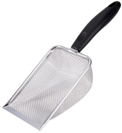 budiniao Cat Litter Spoon Hollow Out Metal Sifter Cleaning Equipment Litter Box Scooper With Ergonomic Non Slip Handle Cat Sifter Shovel System With Handle Hole