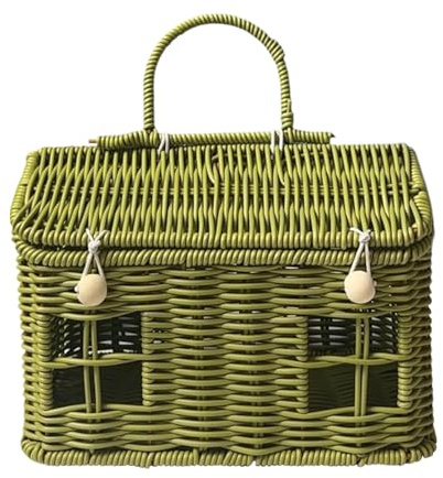 Garten Erntekorb - Niedliches Geflochtenes Deko-Häuschen Mit Henkel Und Deckel - Vintage Picknickkorb,Für Paare Ostern Ernten Pflücken Früchte Küchenzubehör