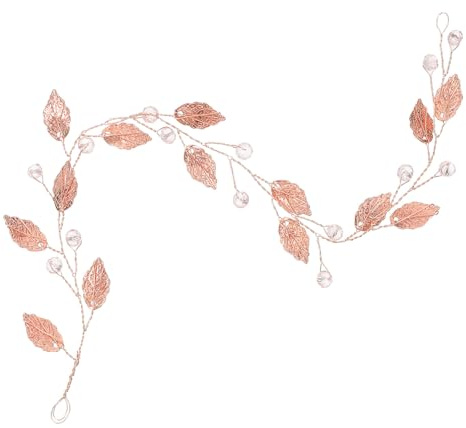 JOINPAYA Bandeau Mariage en Alliage et Strass Rose Gold, Décoration Cheveux Feuilles Délicates, Accessoire Coiffure pour Mariée, Cérémonie et Soirée Élégante, Accessoire Tête Femme