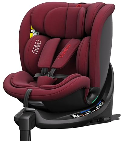 OWEN 360Comfy Kindersitz 360° drehbar Isofix Reboarder 0-36 kg – Rot | ECE R129 i-Size geprüft (40-150 cm, 0-12 J.) – Seitenaufprallschutz, Sonnenverdeck, 360° drehbar & rückwärtsgerichtet