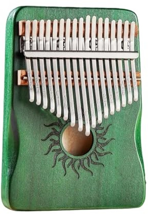 Kalimba Daumenklavier mit 21 Tasten, Ahorn, 17 Tasten, tragbar, für Anfänger (grün, 17 Tasten)