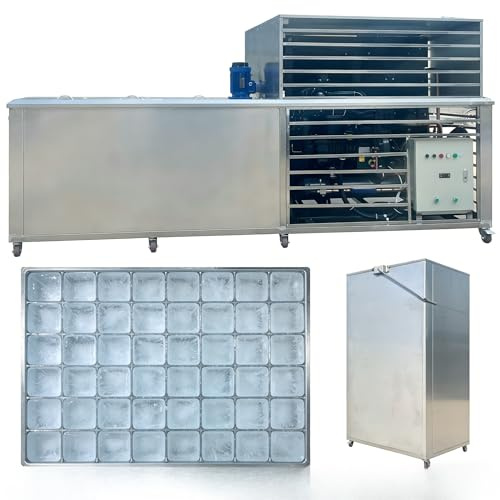 Automated PLC Controlled Block Ice Machine - Smart Industrial Ice Maker with Remote Monitoring and Predictive Diagnostics, High-Tech Commercial Ice Machine with Touch Screen Interface for Industry