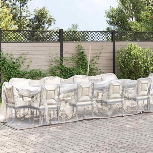 Clear Polyethylene Tarpaulin 4x5 m with Eyelets, Transparent Tarp for Pool Cover and Outdoor Furniture