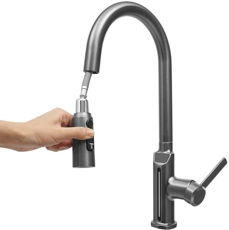 Rubinetto da cucina 26 x 43 cm (lunghezza x altezza), miscelatore 5,1 x 15 cm, con display a LED, nucleo della valvola in ceramica
