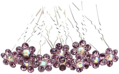 ILOVEDIY 10pcs Rhinestones Crystal Hair Pins for Buns Bridal Weddings Hair Accessories (Lilac)
