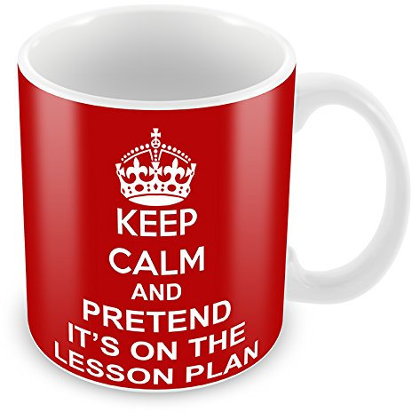 Keep Calm and Pretend Its On The Lesson Plan IN BABY BLUE ,PINK ,PURPLE AND RED Mug Cup Gift Retro (RED)