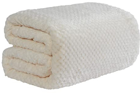 DREAMSCENE Luxus Große Waffel Mink Warm hinüberwerfen Schlafsofa weiche Decke 150 x 200 cm Crème