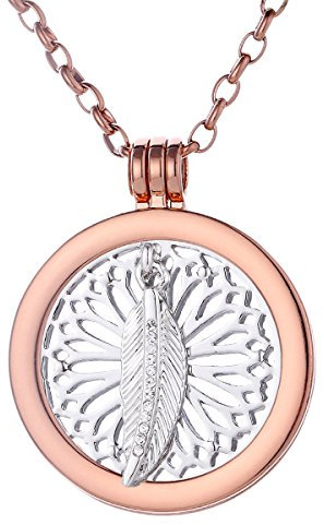 Morella Damen Halskette Rosegold 70 cm Edelstahl mit Amulett und Coin 33 mm Traumfänger in Schmuckbeutel