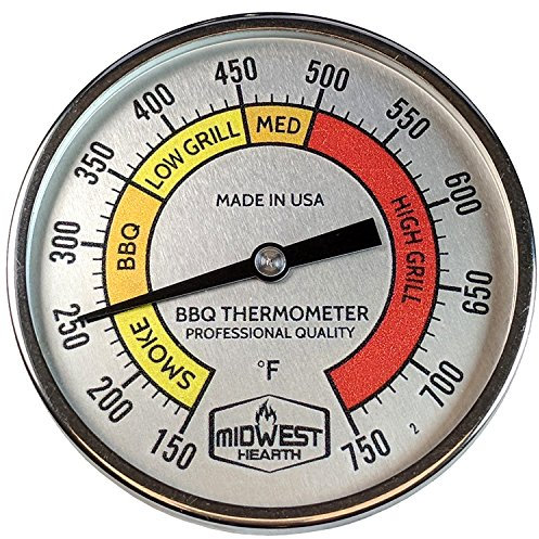 Midwest Hearth Professional Thermometer for Kamado Style Charcoal Grills (3 Dial)