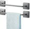 mDesign 2er-Set Handtuchstange selbstklebend – Trockenstange für Gästehandtücher, Waschlappen, Saunatücher – stark haftender Badetuchhalter – grau