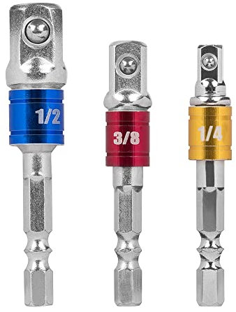 Maexus Stecknuss auf Bohrer Adapter Handwerkzeuge Adapter-Sets, Sechskantmuttern Schlagschrauber SteckschlüsselVerlängerungsadapter,3/8 Zoll, 14000 Kraftschrauberadapter (3 Stück)