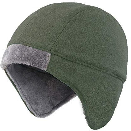 Connectyle Herren Mütze mit Fleece gefüttert, Thermo-Schädel mit Ohrenschützern, Wintermütze, Armee-grün, Large